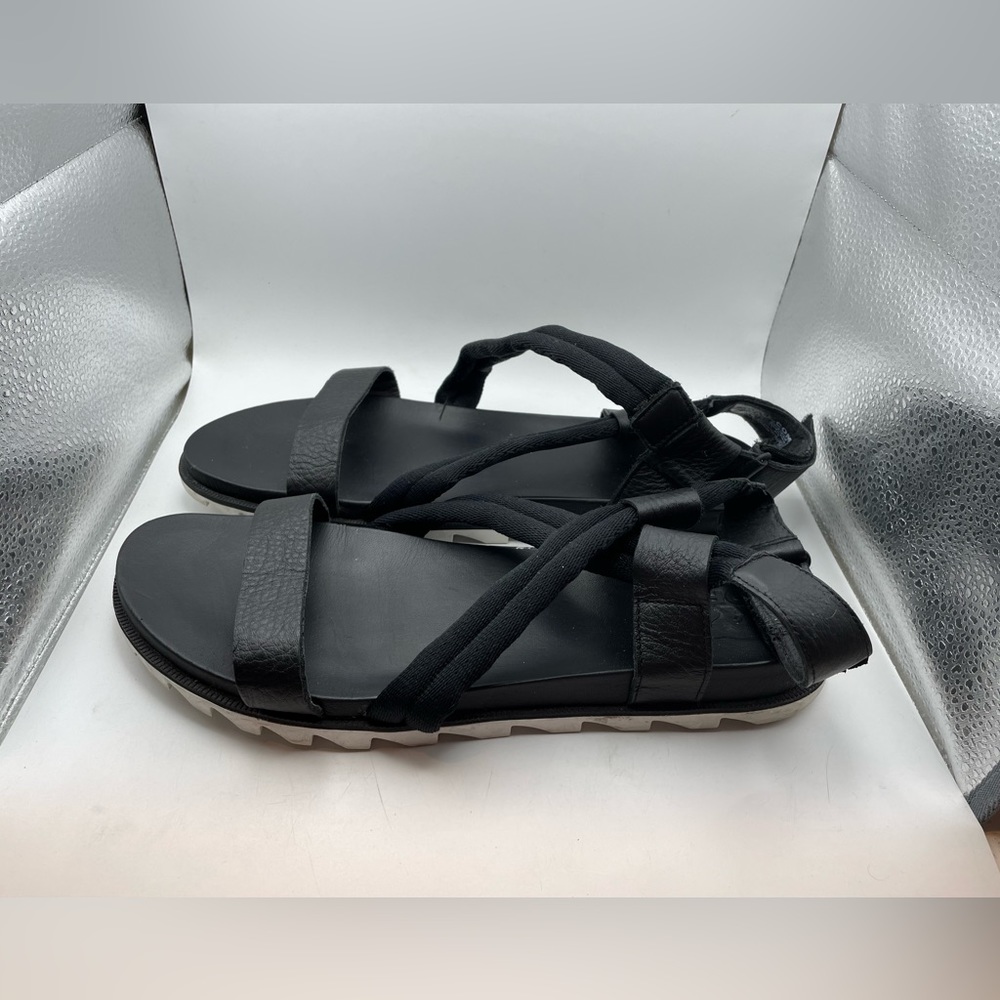 Sorel Roaming Devon womens black leather sandals size 12